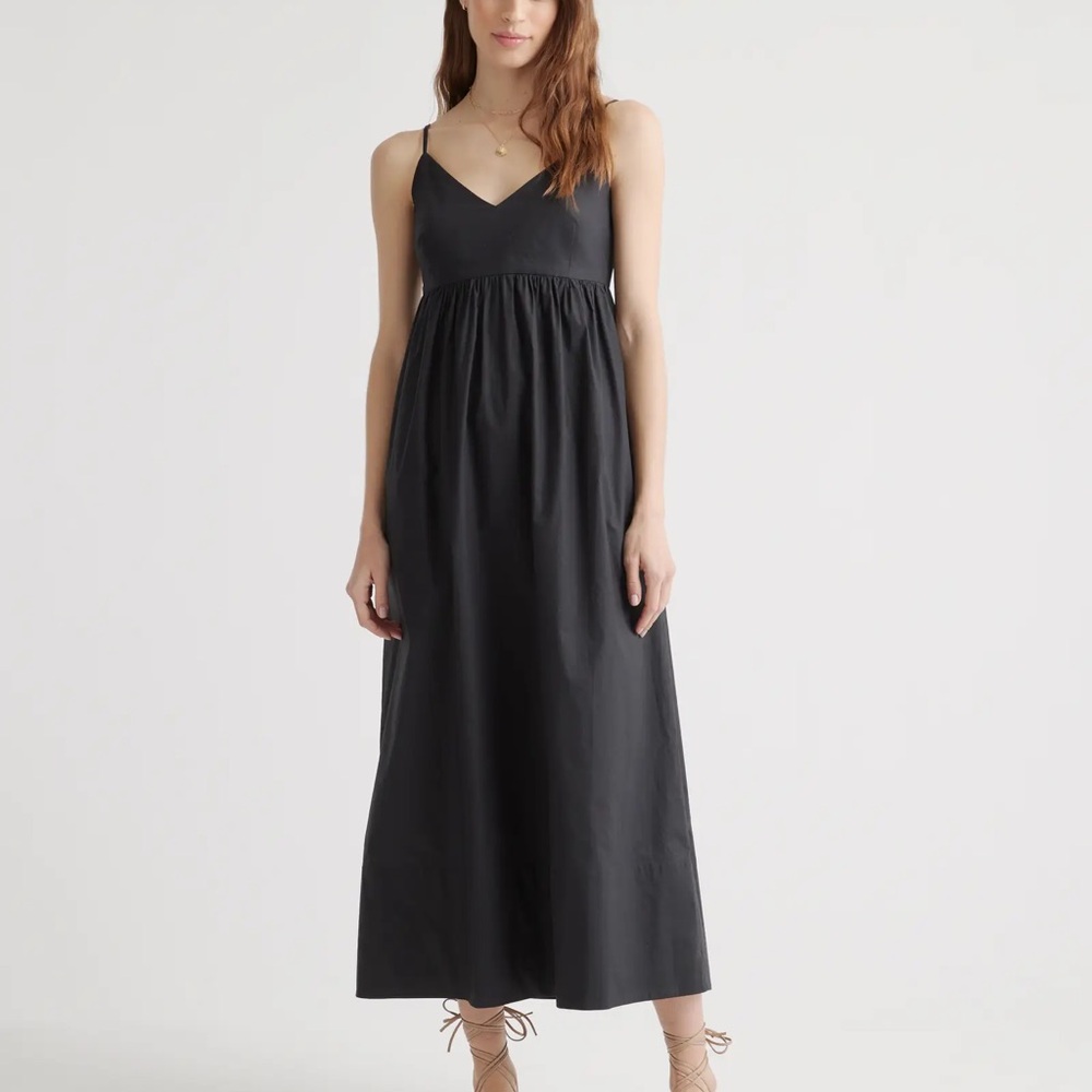 Quince 100% cotton sleeveless black maxi dress